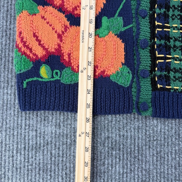 Vintage Pumpkin Sweater Vest Halloween Fall Cottagecore Womens Small Gingham 90s - Picture 7 of 9